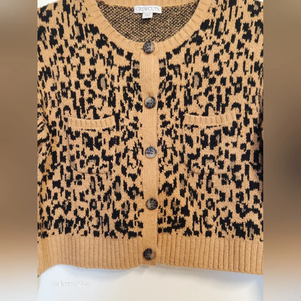 Crewcuts Girls Leopard Print Cardigan Size XL (12-13).  #E15 - Picture 3 of 12